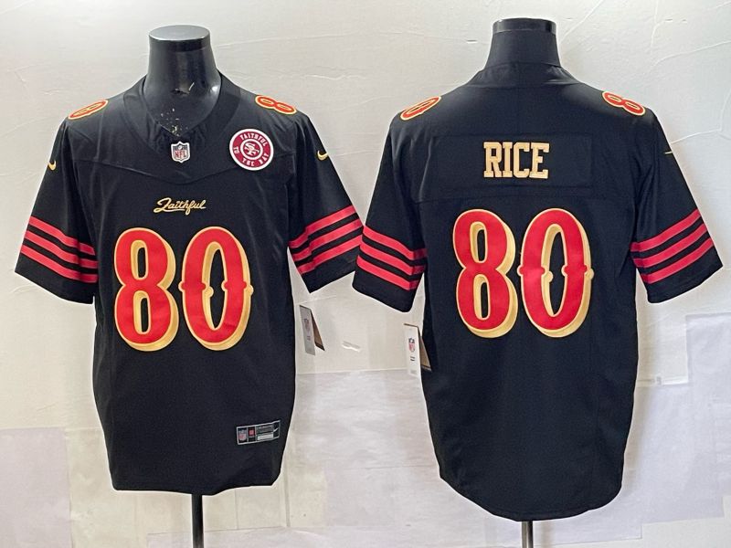Men 2025 San Francisco 49ers #80 Rice black 5th generation Nike Limited NFL Jersey style  0017